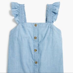 J.Crew Chambray button-front tank top with ruffle straps
